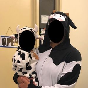 Adult and baby cow costumes